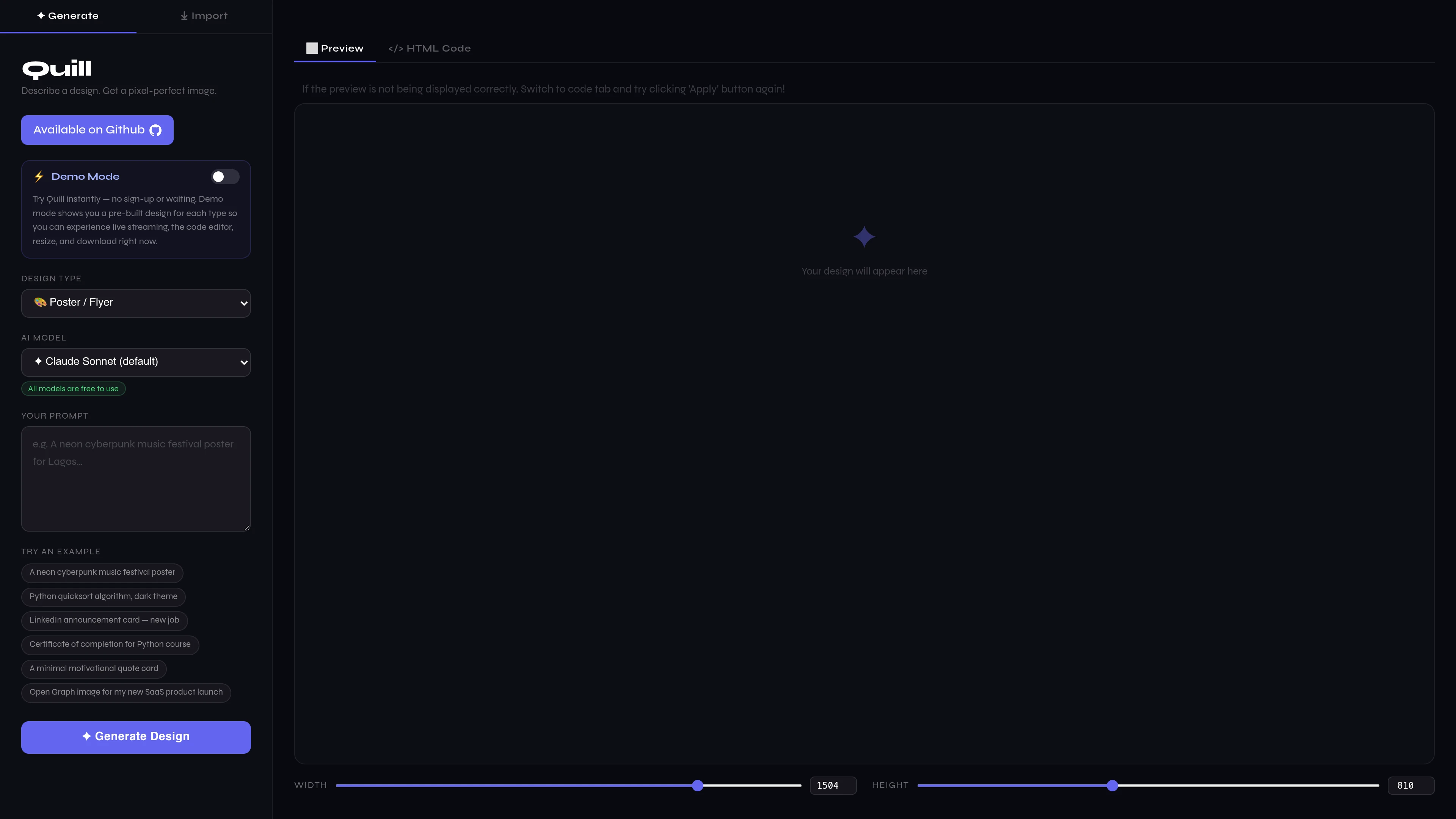 Screenshot of Quill